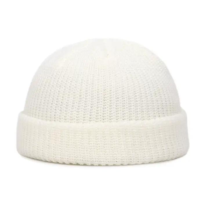 Bonnet tricoté solide doux extensible casquettes pour automne hiver hommes