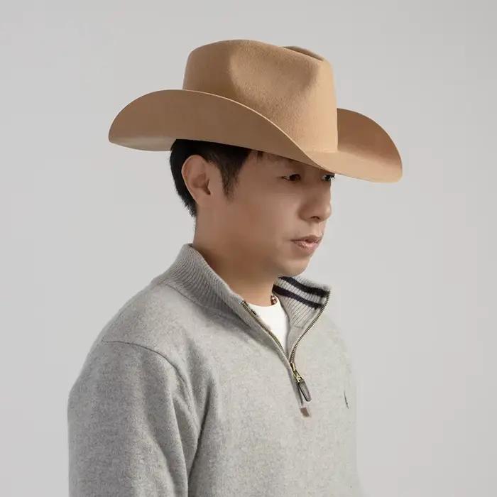 Chapeau de Cowboy occidental 100% laine pour femmes et hommes
