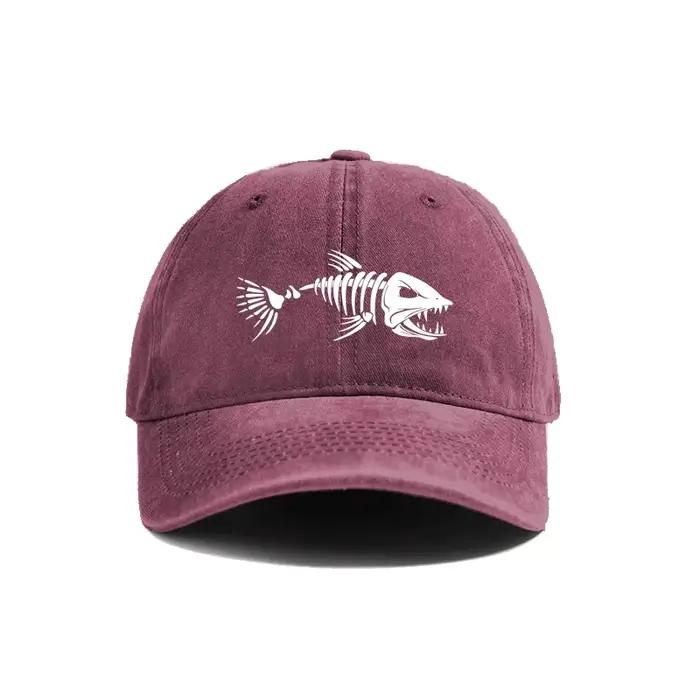 Casquette de Baseball en arête de poisson été en détresse papa chapeaux hommes pêche en plein air squelette os