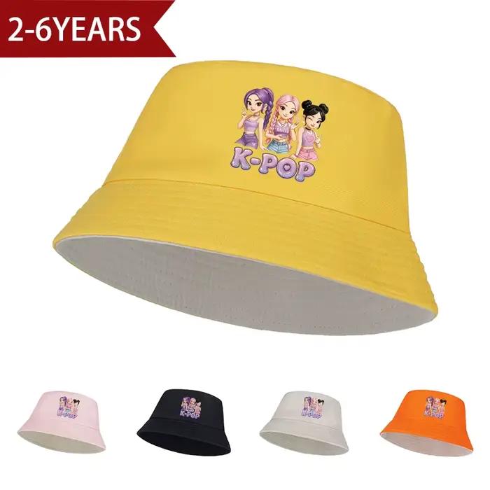 Chapeau de pêcheur pour enfants avec motif de fille de dessin animé K-POP
