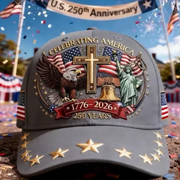 Casquette de baseball patriotique US 250th Anniversary avec broderie étoile, drapeau américain et Statue de la Liberté pour hommes et femmes, occasion spéciale, célébration de l'histoire américaine