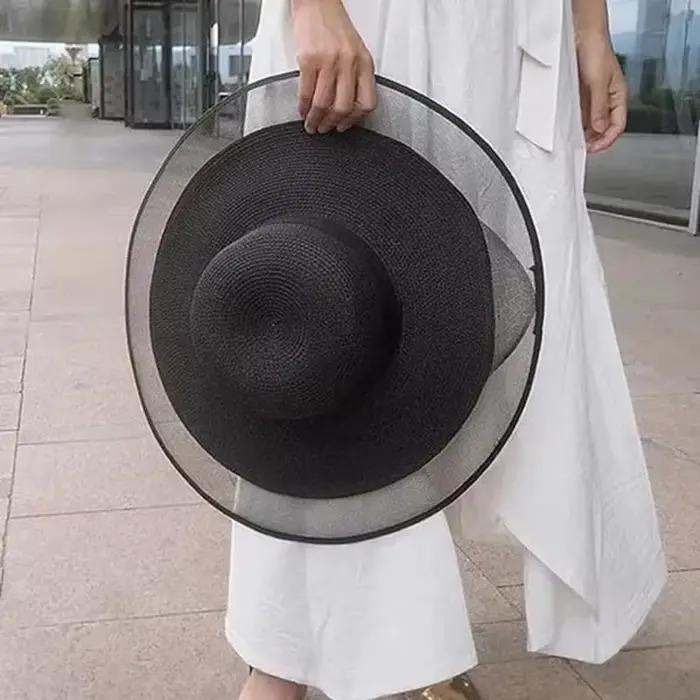 Fascinant voile filet chapeau de soleil UPF 50 + dames Kentucky Derby chapeaux à large bord
