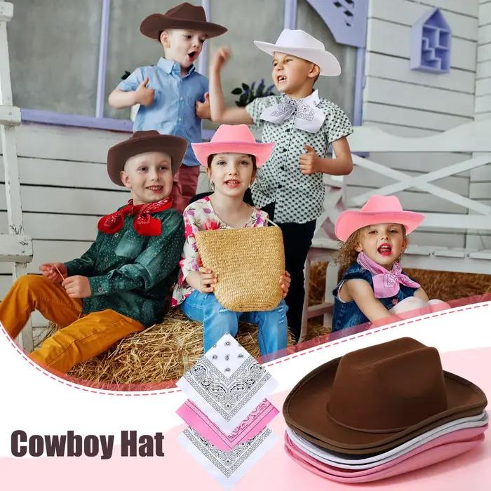 Lot de 6 à 32 chapeaux de cowboy western pour enfants avec bandanas