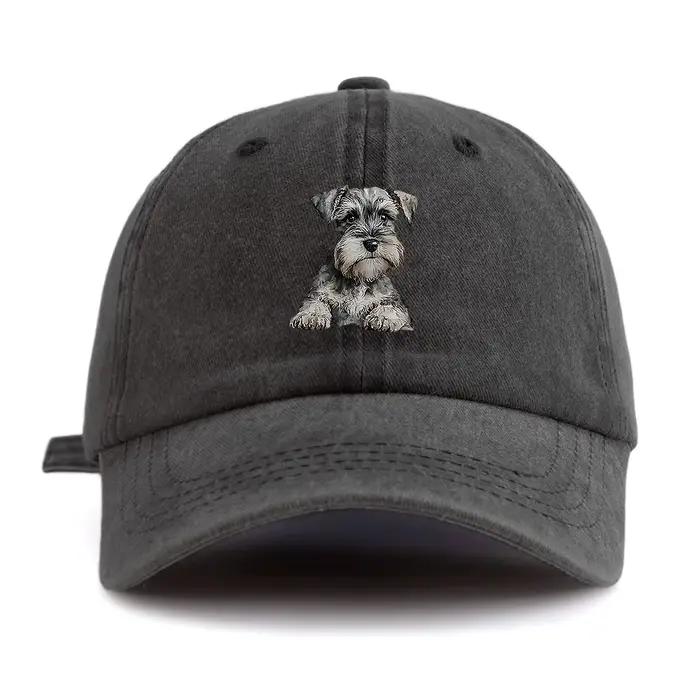 Casquette de Baseball délavée imprimée Schnauzer pour adultes