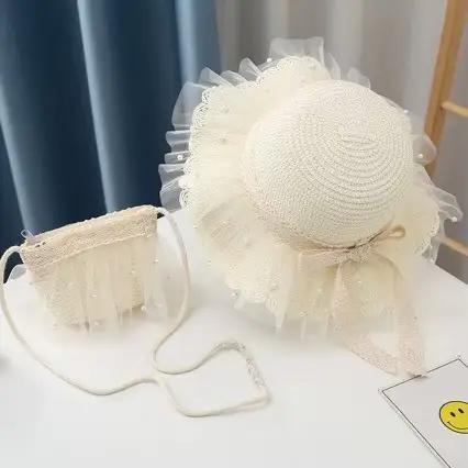 Chapeau de paille pour bébé fille de 3 à 6 ans