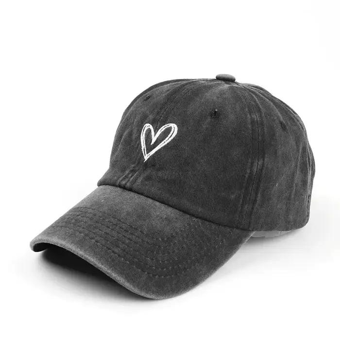 Casquette de baseball brodée de cœur de pêche polyvalente pour hommes et femmes