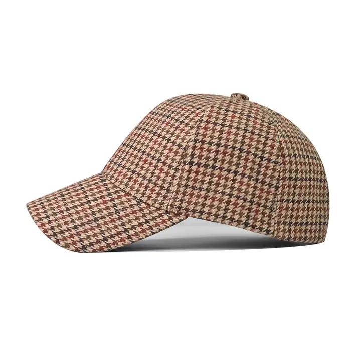 Casquettes de baseball en tissu pied-de-poule marron de la marque FS Luxury pour hommes