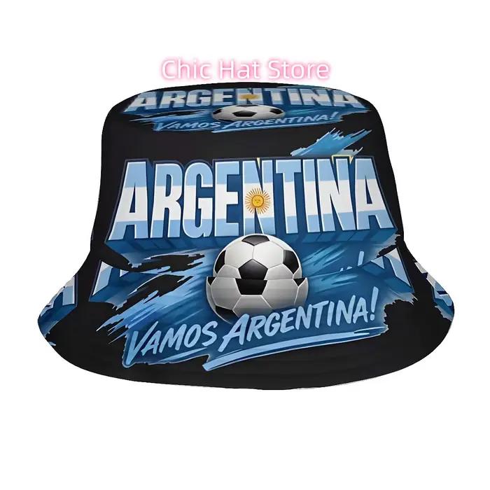 1 chapeau de pêcheur imprimé unisexe à motif de football argentin (2)