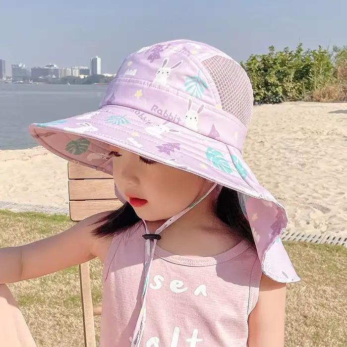 Chapeau Bob Anti-UV pour Enfants avec Protection du Cou et Visière Fine – Idéal Printemps-Été pour Garçons et Filles