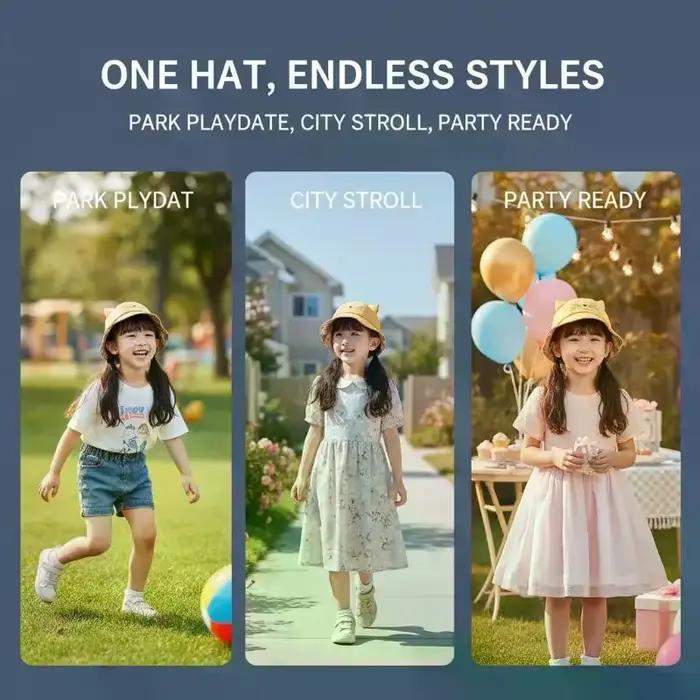 Chapeau de soleil pour enfants motif chat mignon