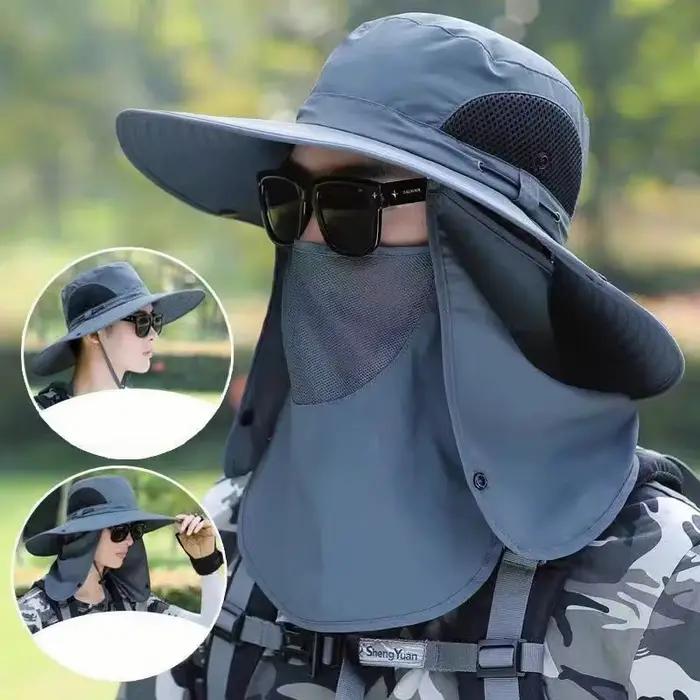 Nouveau Chapeau de Pêche Intégral Anti-UV avec Masque Intégré
