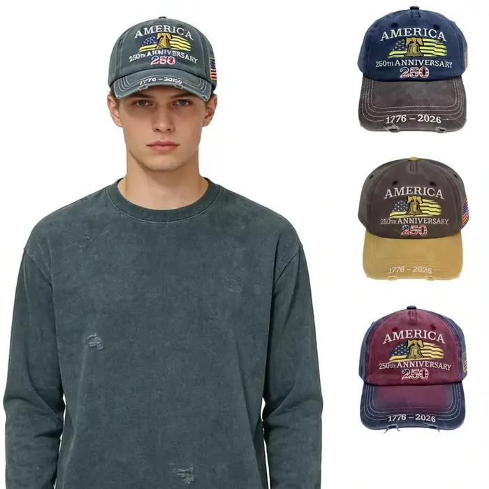 Casquette de baseball à thème drapeau américain commémorant le 250e anniversaire des États-Unis