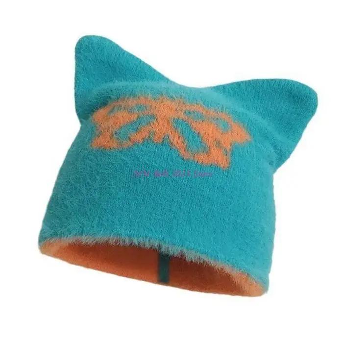 49ME – chapeau à oreilles chat des années tricot à papillon