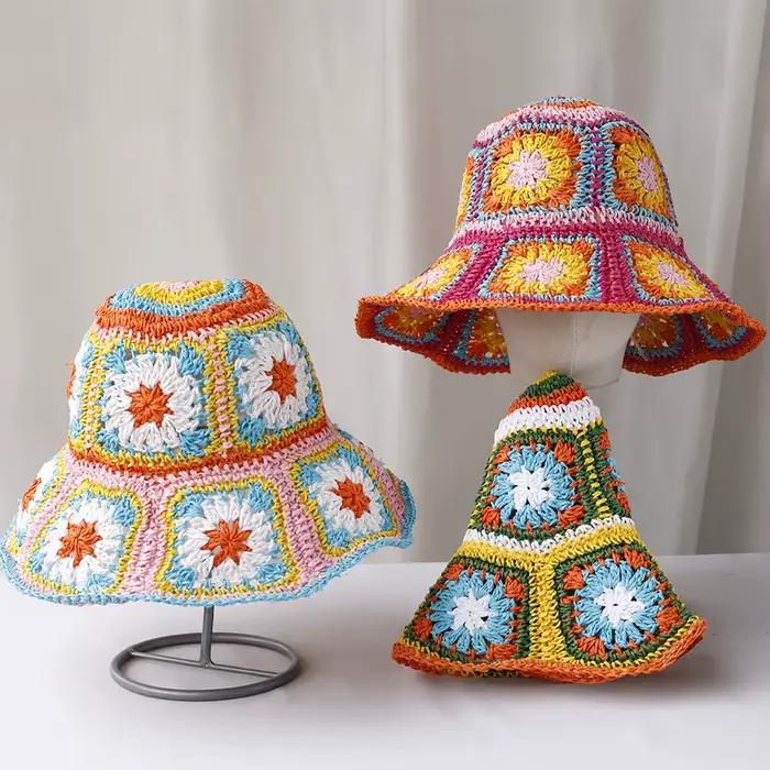 Chapeau de paille XIADAILA multifonctionnel fleuri pour femmes protection UV extérieur style sport été hiver