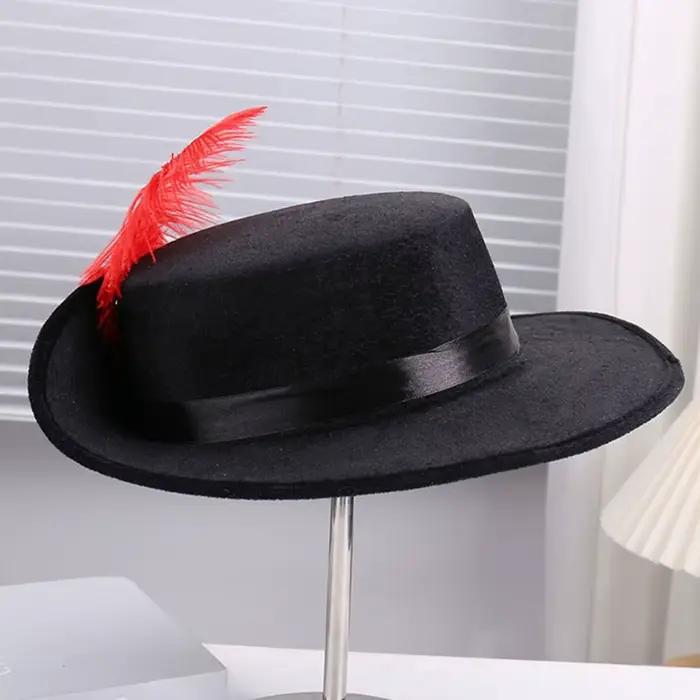 Chapeau de costume de bonhomme de neige noir avec plumes simulées