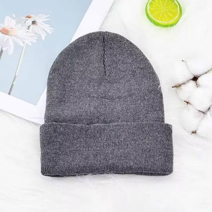 Chapeau rond rétro tricoté de couleur unie