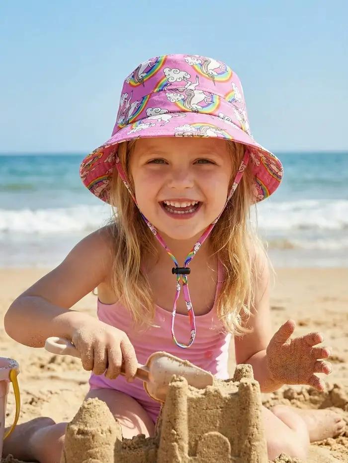 Chapeau seau de couleur unie pour filles de 3 à 8 ans