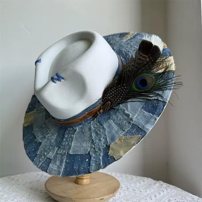 Chapeaux en daim marque designer denim applique mode chapeau