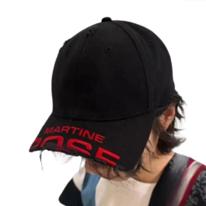 Casquette de baseball unisexe noire brodée style streetwear