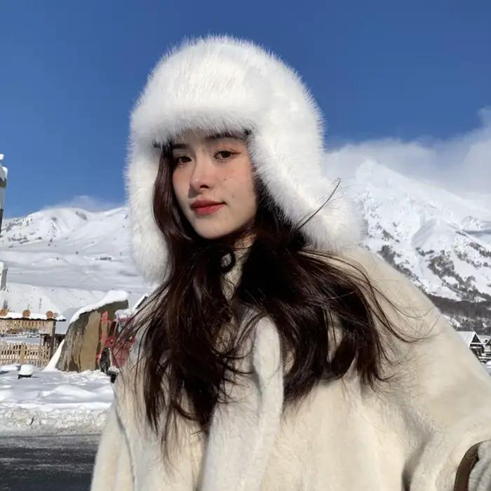 Nouveau épaissir fausse fourrure Bomber chapeau hiver chaud Protection des oreilles russie Ushanka