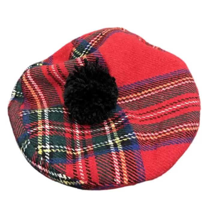 Joli chapeau octogonal écossais pour enfants fille