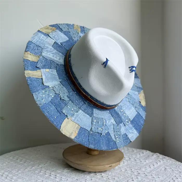 Chapeaux en daim marque designer denim applique mode chapeau
