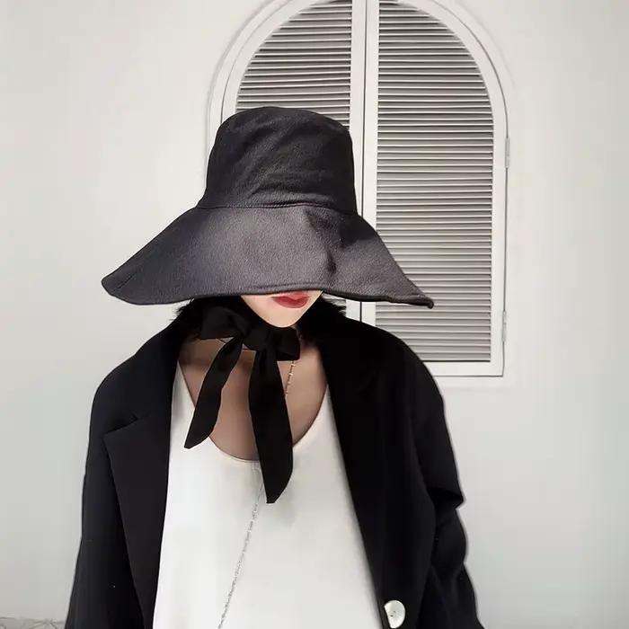 Chapeau seau en coton et lin pour femmes