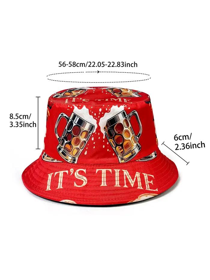 Chapeau de pêcheur réversible avec motif graphique 3D Beer Cheers