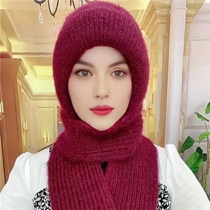 1/2/3 pièces – Bonnet et écharpe intégrés pour femme