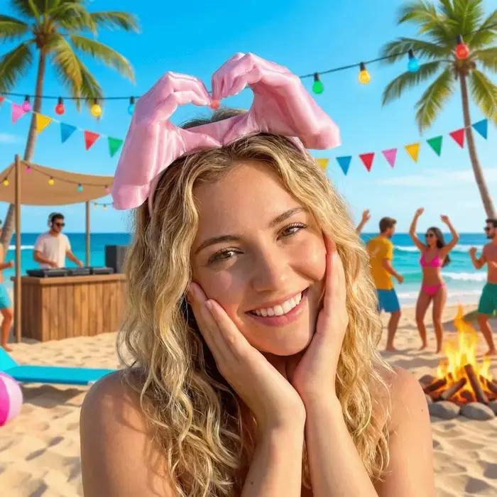 Chapeau de soleil 3D imprimé avec mains en forme de cœur amusantes