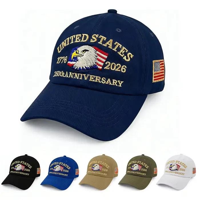 Casquette ABLECAP 250e Anniversaire USA Casquettes de Baseball Brodées Aigle pour Hommes et Femmes Occasions Spéciales Patriotisme Vintage
