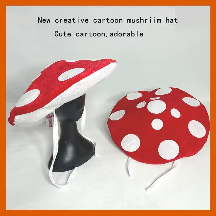 Amanita Muscaria Chapeau de champignon-chapeau de costume d'Halloween tacheté rouge et blanc pour cosplay et fête