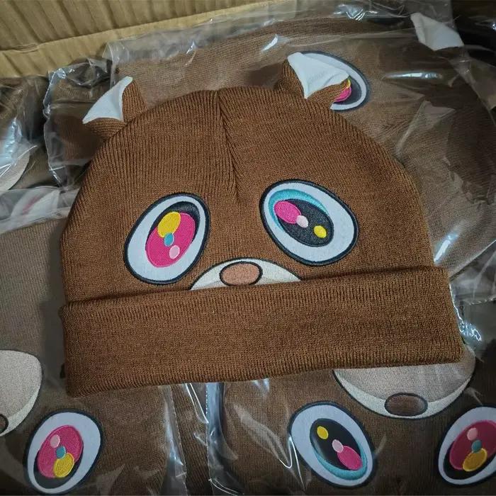 Bonnet brodé pour hommes Kanye West dropout ours Hip Hop casquette femmes hiver drôle tricot dessin animé chapeau Couple cadeaux
