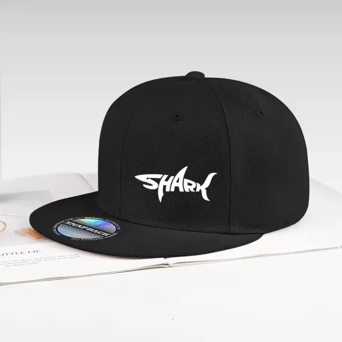 Casquette à visière plate imprimé lettre requin polyester taille réglable style streetwear hip hop sport et loisirs