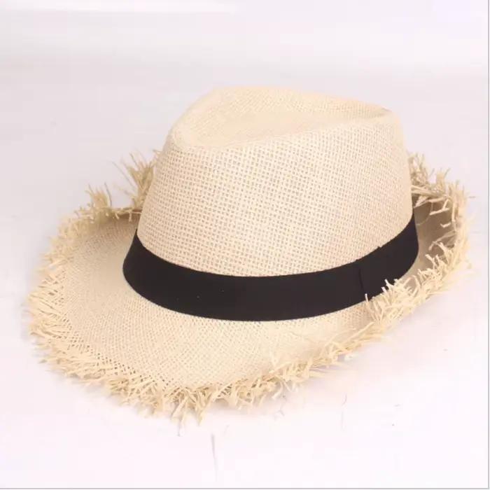Chapeau de paille MYZOPER solide protection solaire unisexe pour été plage activité户外活动防护遮阳帽MYZOPER实心夏季海滩活动用男女通用草编贝雷帽