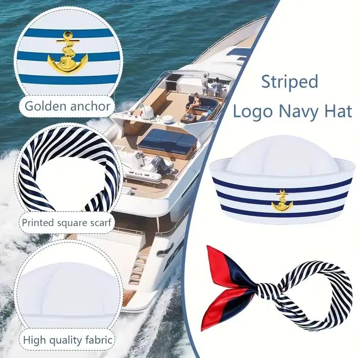 1/5 ensembles de chapeau de marin de Yacht et écharpe rayée