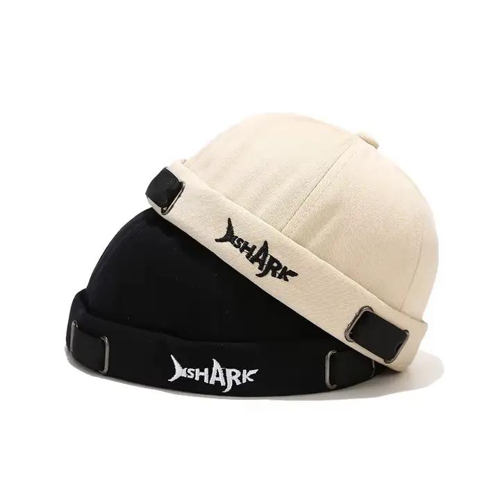 Bocca broderie Docker casquette sans visière requin lettre casquettes sans bords bonnets dôme réglable Skullcap couleur unie mode chapeau
