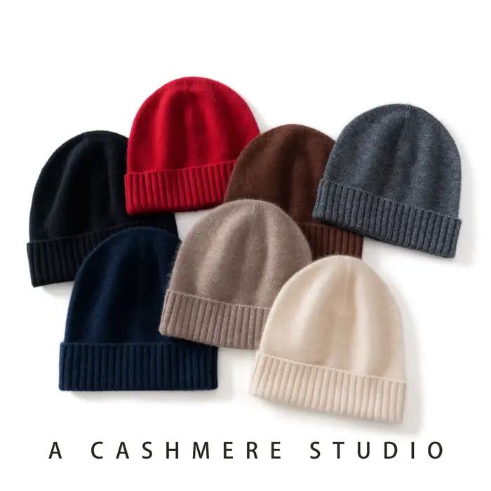 MERRILAMB chapeau d'hiver pour femmes/hommes 100% qualité cachemire bonnet unisexe extérieur décontracté solide tricoté chapeaux chaud doux SkullCap