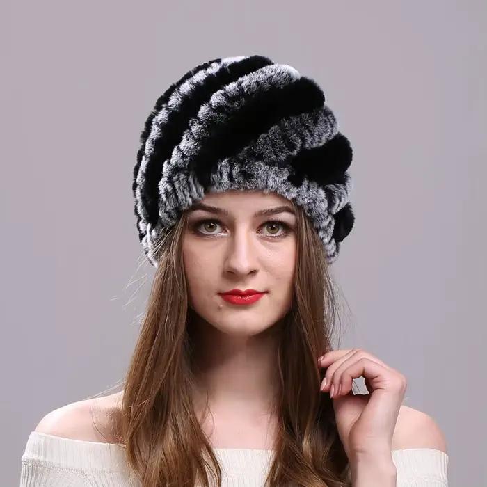 Chapeau en vraie fourrure de lapin Rex