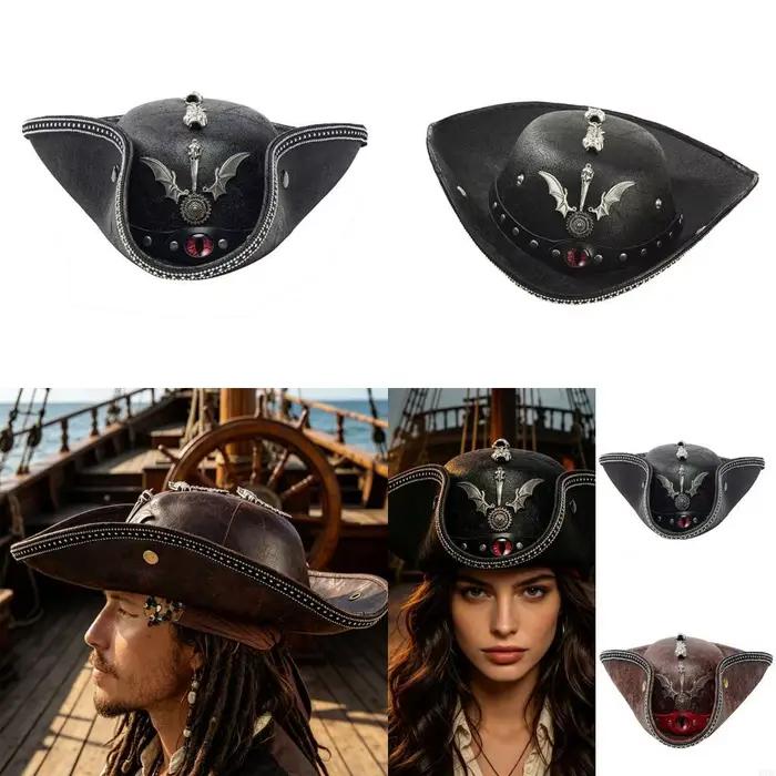Chapeau Pirate œil du diable avec décorations en métal