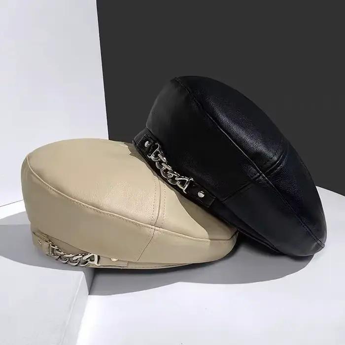 Béret en simili cuir pour femme et fille style sport solide vintage uni chaud pour quatre saisons occasions décontractées à offrir