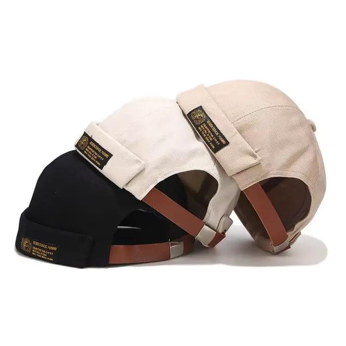 Bocca Docker casquette sans visière casquettes sans bords rétro Skullcap pour hommes femmes couleur unie réglable coton Hip Hop mode chapeau