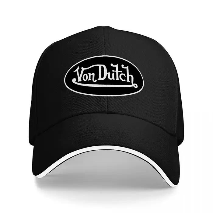 Casquette de baseball Von Dutch noire avec bordure blanche