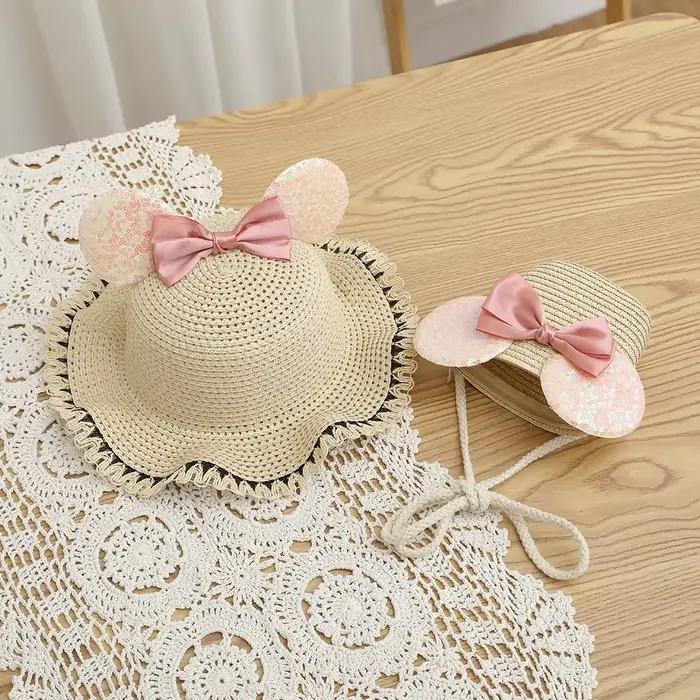 Ensemble chapeau et sac de paille pour filles