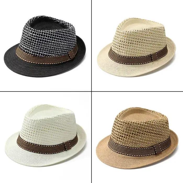 Nouveau Trilby paille Fedora chapeau respirant
