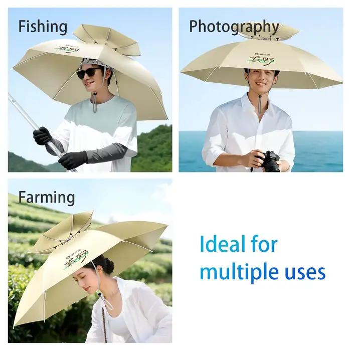 Chapeau parapluie respirant pour femmes, protection solaire mains libres, polyester solide, bleu ciel, gris foncé, lavande, vert armée