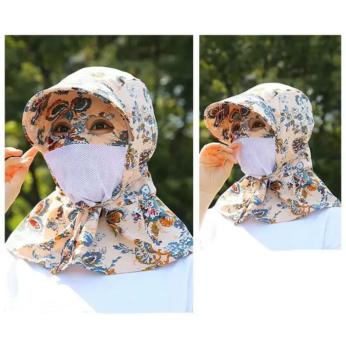 Chapeau de soleil anti-UV intégral en maille respirante à large bord
