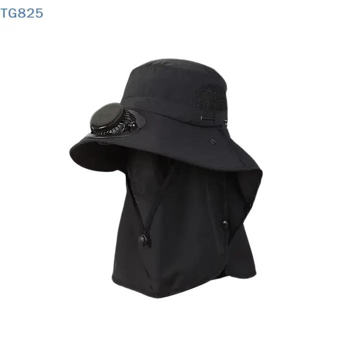 Chapeau de pêche pour homme avec panneau solaire