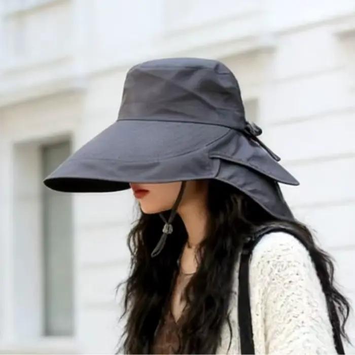 Chapeau de soleil à large bord de couleur unie