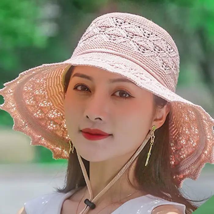 Chapeau de soleil pliable à large bord pour femme